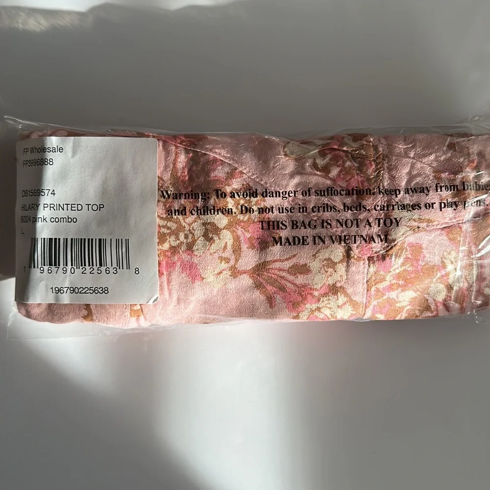 NWT! Free People Hilary Printed Top - Pink Combo - Size Large